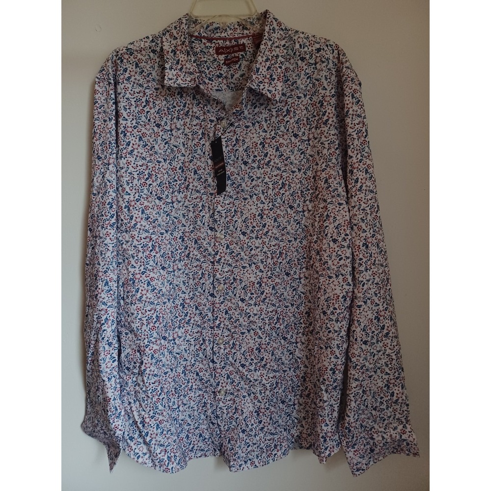 Axist Mens Shirt Long Sleeve Button‎ Down Floral Slim Fit Stretch XXL NWT